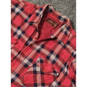 Vintage Grizzly Quilted Flannel Shirt Jacket Red Plaid Mens Large RN 52469